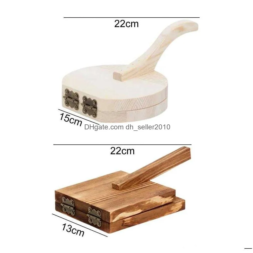Baking & Pastry Tools New Wooden Dough Pressing Tool Presser Dumpling Skin Press Wrapper Making Mold Kitchen Baking Pastry Drop Delive Dh86K