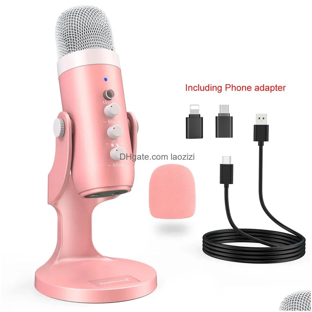 microphones k66 usb condenser gaming microphone professional podcasting mic for pc streaming vocal recording compatible with laptop desktop