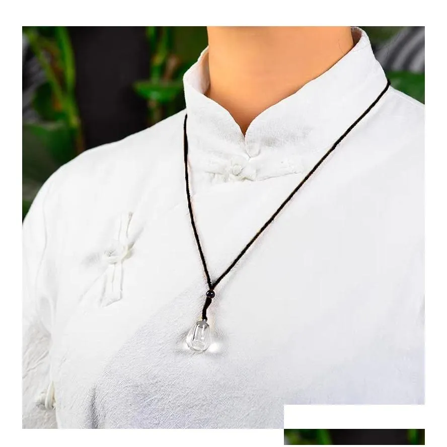 pendant necklaces transparent crystal bottle essential detachable oil container lanyard necklace white ornament for womenpendant