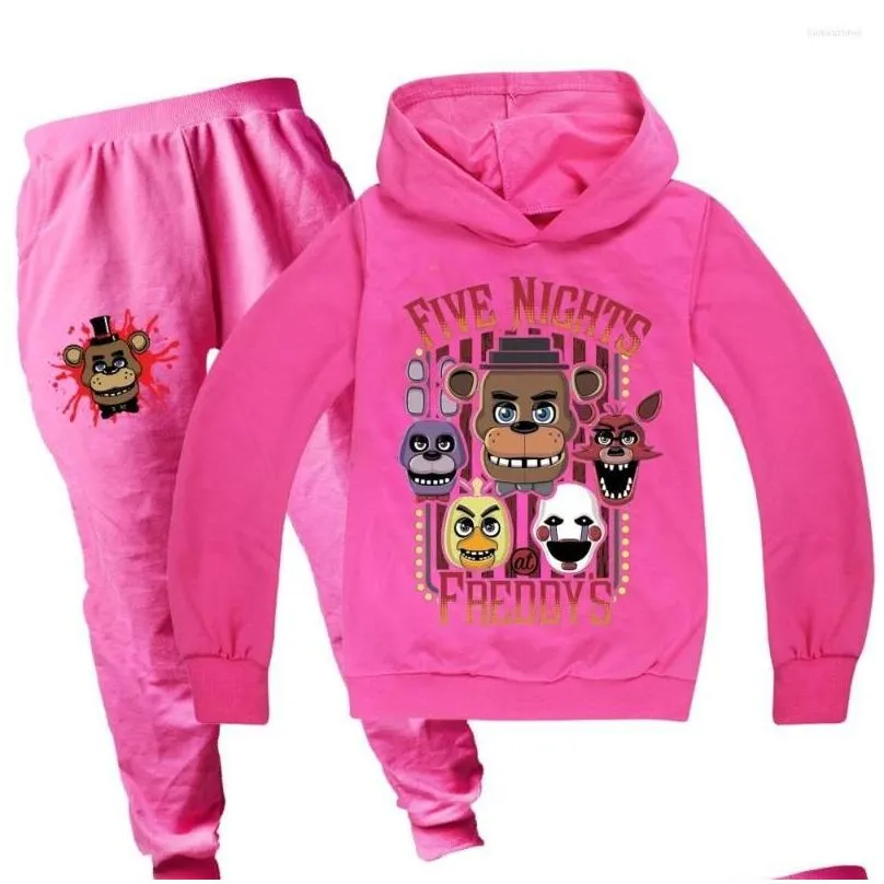 Clothing Sets Kids 2PCS Boys Girls Children`s Set Cartoon Animal Printing Clothes Sport Suit FNAF Outwear Hoodies Long Pants