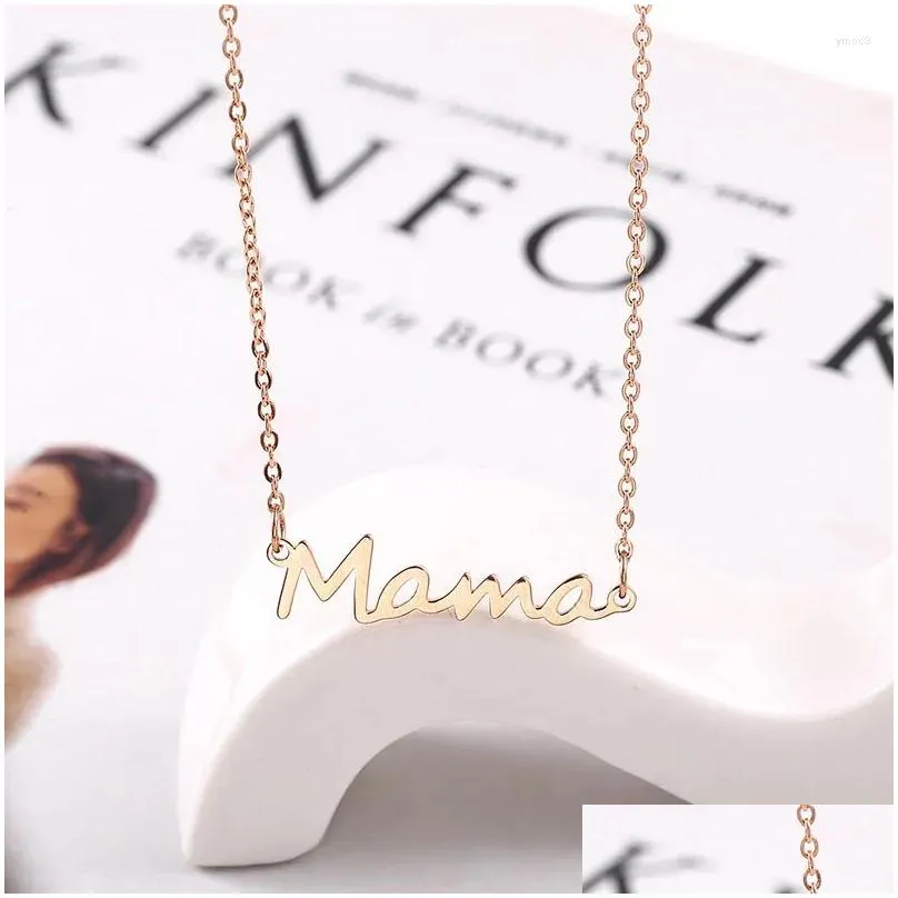 pendant necklaces dainty stainless steel mama necklace jewelry silver color family mothers day for moms birthday
