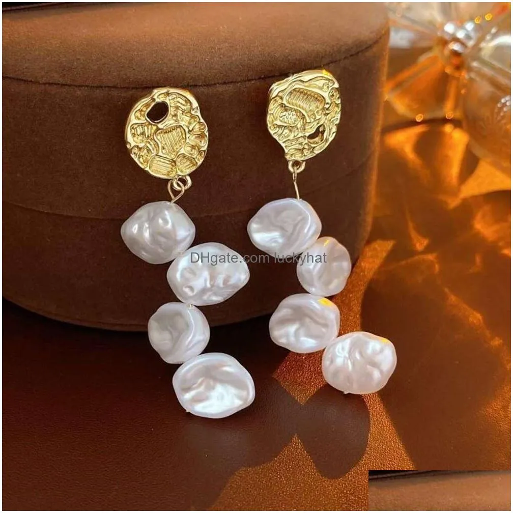 Charm Furious Sister-In-Law Chen Shutings Same Baroque Style Pearl Fashion Light Premium Earrings Drop Delivery Jewelry Earrings Dhmso