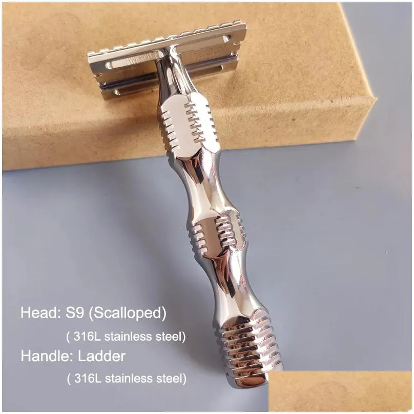 Razors & Blades Razors Blades Dscosmetic S9 316L Stainless Steel Double Edge Safety Razor 221119 Drop Delivery Health Beauty Shaving H Dhvd8