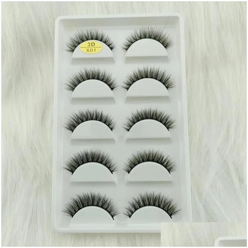 False Eyelashes False Eyelashes 5 Pairs Mtipack Natural Lashes Long Makeup 3D Mink Eyelash Extension For Beauty H13 E-08 Drop Delivery Dhbim