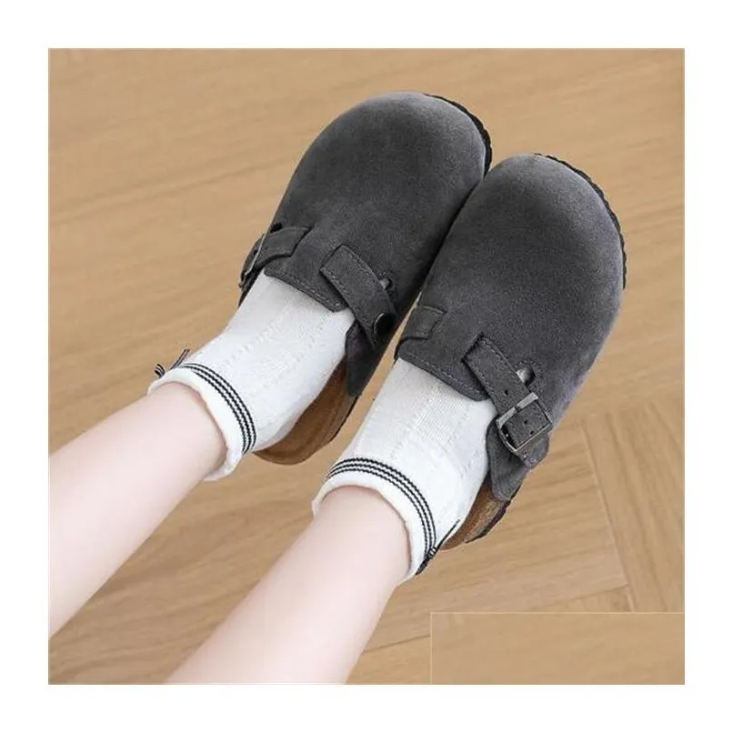 Designer kids Cork Flat Slippers Fashion Leather Slides Boys Girls Beach Sandals Clogs Bag Head Non-slip Children Casual Shoes