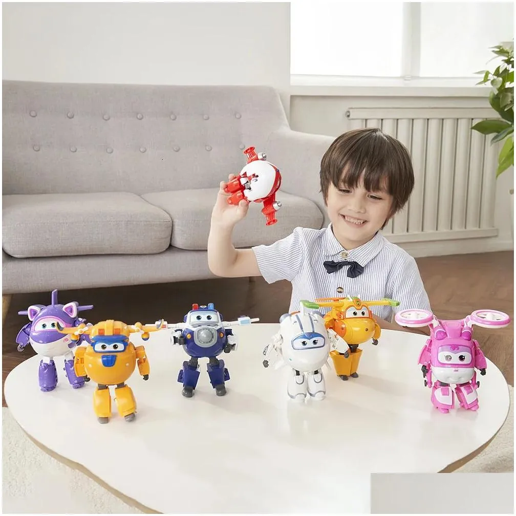 Transformation toys Robots Super Wings 5 Inches Dizzy Donnie Deformation Airplane Robot Action Figures Transformation Animation Kid Toys