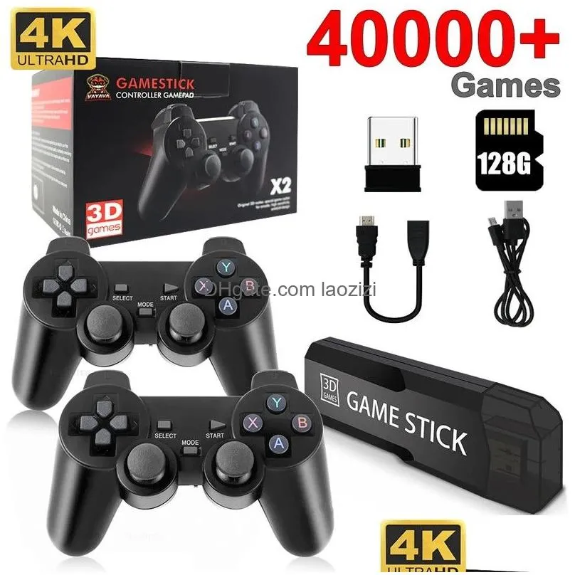 gd10 portable video game console 2.4g wireless controller 4k hd output tv retro games 40 emulators 128g 40000add games 64gb 30000add games for