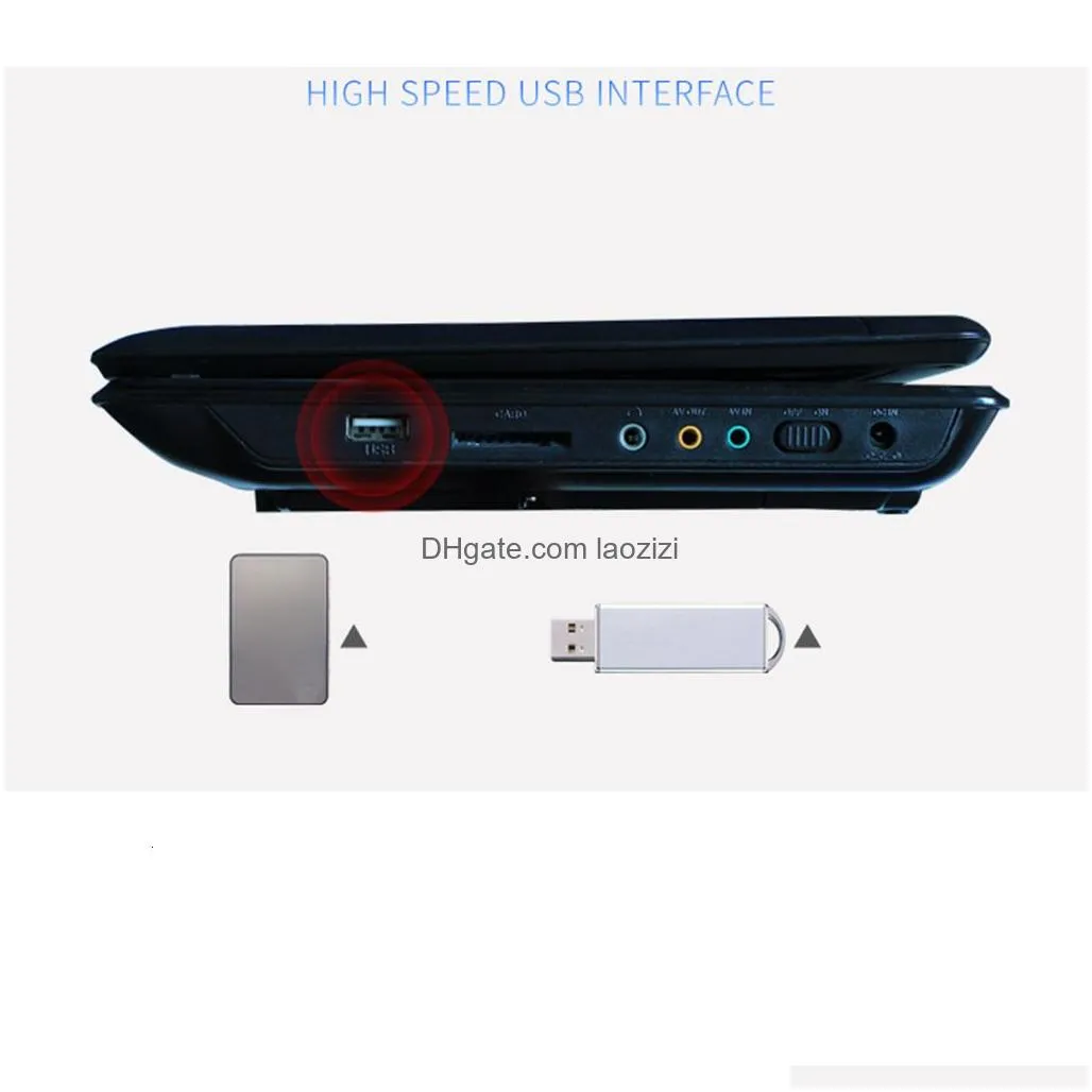 dvd vcd player 13 9 inch portable home car cd game tv usb swivel screen with remote controller us au eu media 230327