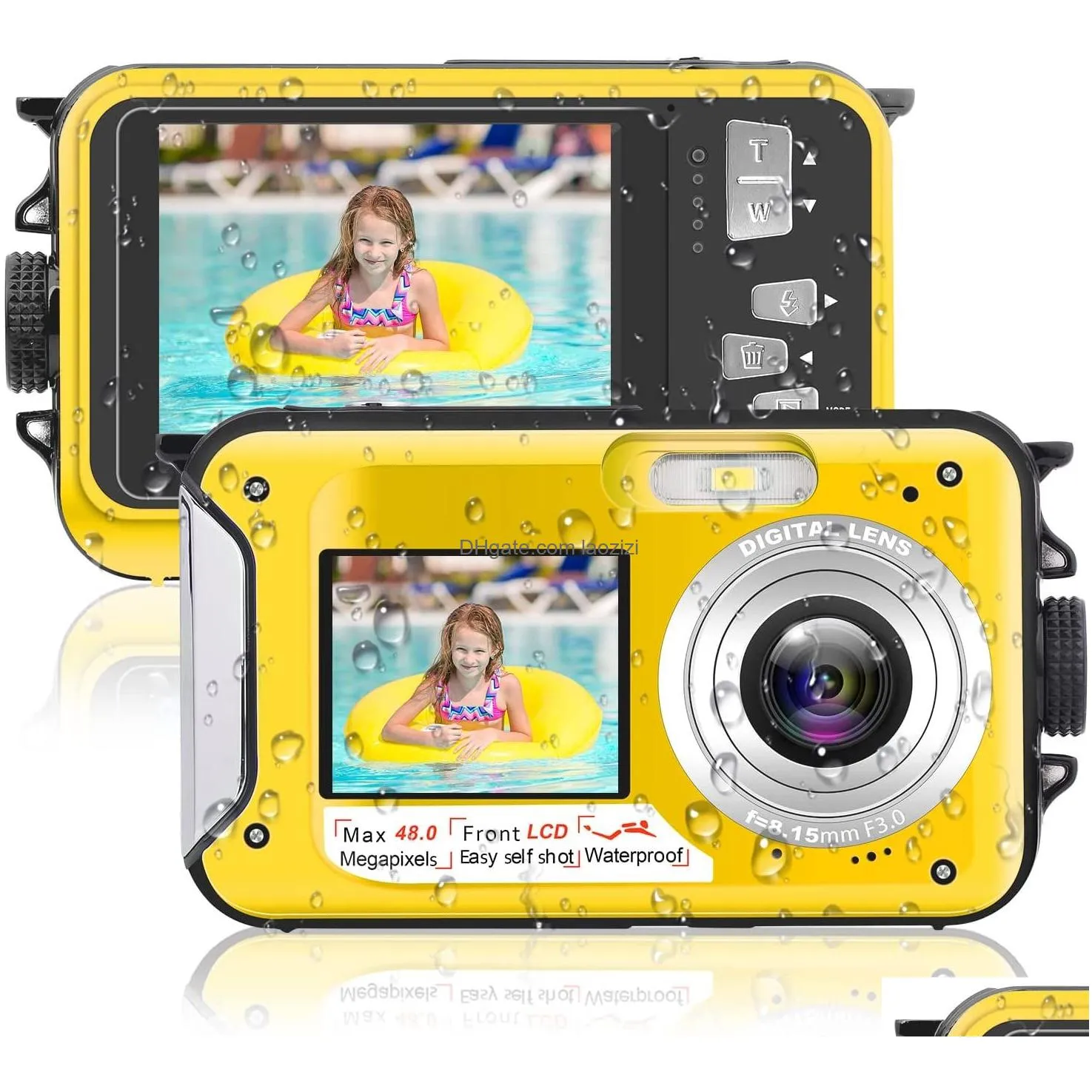 underwater camera 2.7k 48mp waterproof digital cameras 10ft hd video selfie dual screen 16x waterproof