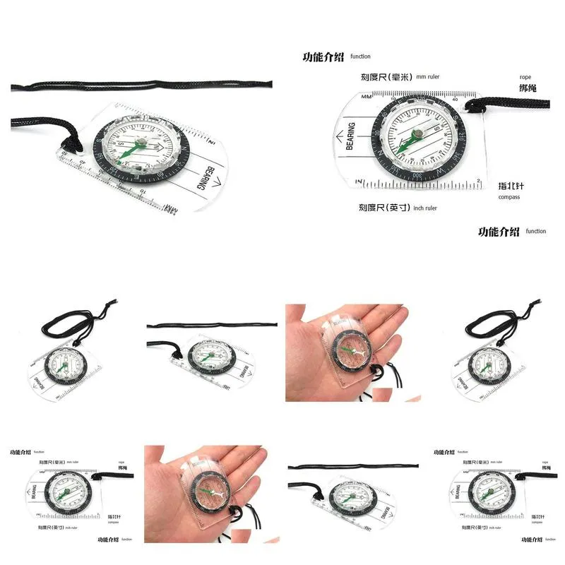Mini Compass Map Scale Ruler Multifunctional Equipment Outdoor Hiking Camping Survival8137203