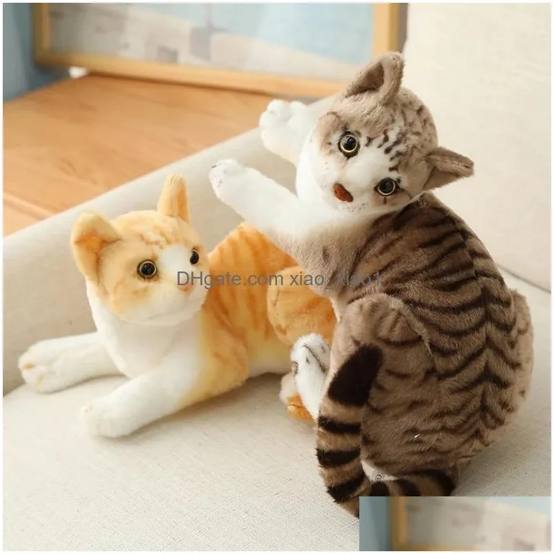 Other Home Decor 26/30/40Cm Cute Real Life Plush Cats Doll Stuffed Lying Cat Toys For Children Baby Kids Birthday Gift Decoration 22 Dhyxu