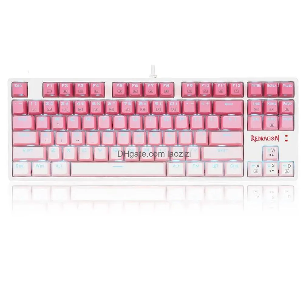 keyboards redragon k576wgp daksa tkl wired mechanical keyboard 87 keys gradient pbt keycap red switch pink 231123