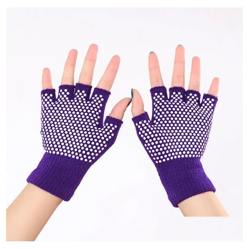 Unisex Yoga Gloves Half finger Mitten Anti Slip Gym glove Body Building Training Fitness Sports gloves Exercise Grip Sticky Pilates