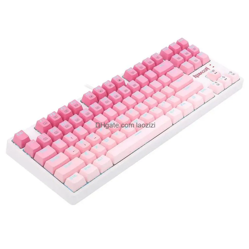 keyboards redragon k576wgp daksa tkl wired mechanical keyboard 87 keys gradient pbt keycap red switch pink 231123