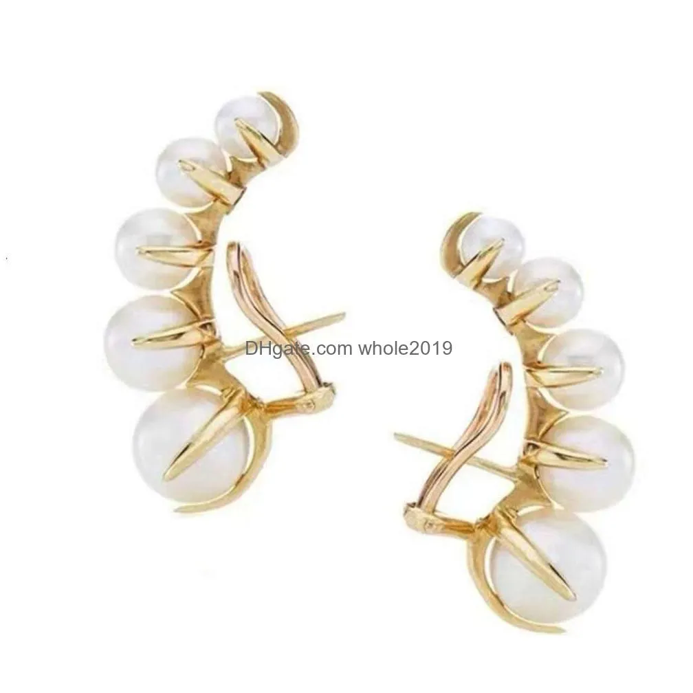 Charm Furious Sister-In-Law Chen Shutings Same Style Sier Needle Pearl With High Sense Temperament Fashion Earrings Star Drop Delivery Dhrty