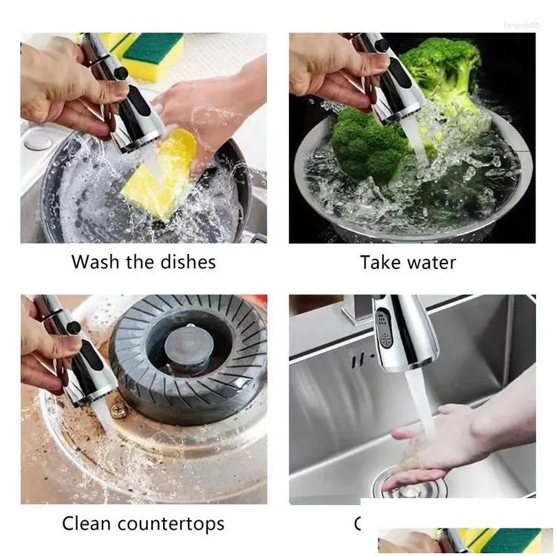 Kitchen Faucets Faucet Pull Out 2 Modes Nozzle Sink Mixer Cold Water Tap Splash Proof Single Hole