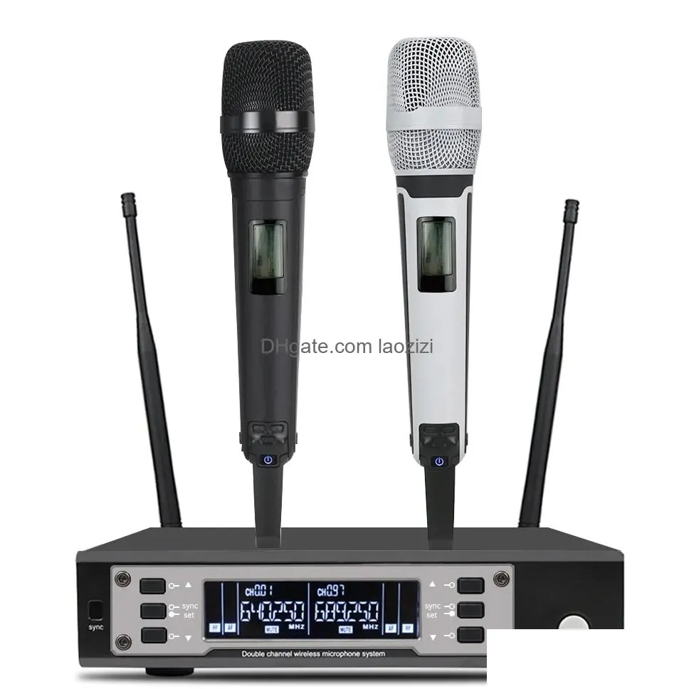 microphones somlimi ew135g4 uhf long distance dual channel dual handheld professional wireless microphone system stage performance dynamic