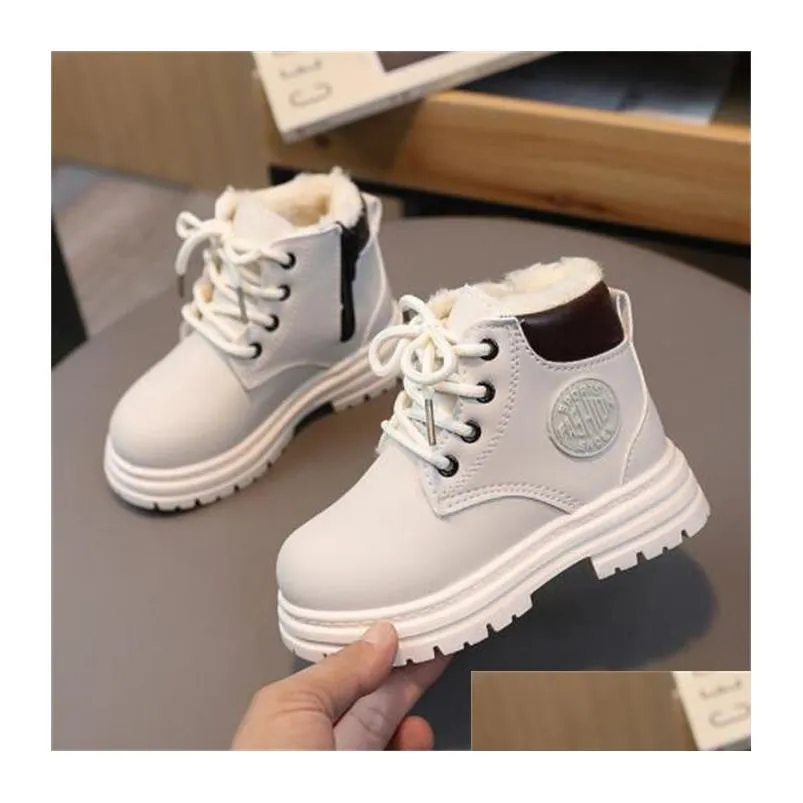 New Style Kids Martin Boots Girls Boys Snow Boots Toddler Baby Wool Ankle Boots Fashion Children Winter Warm Shoes