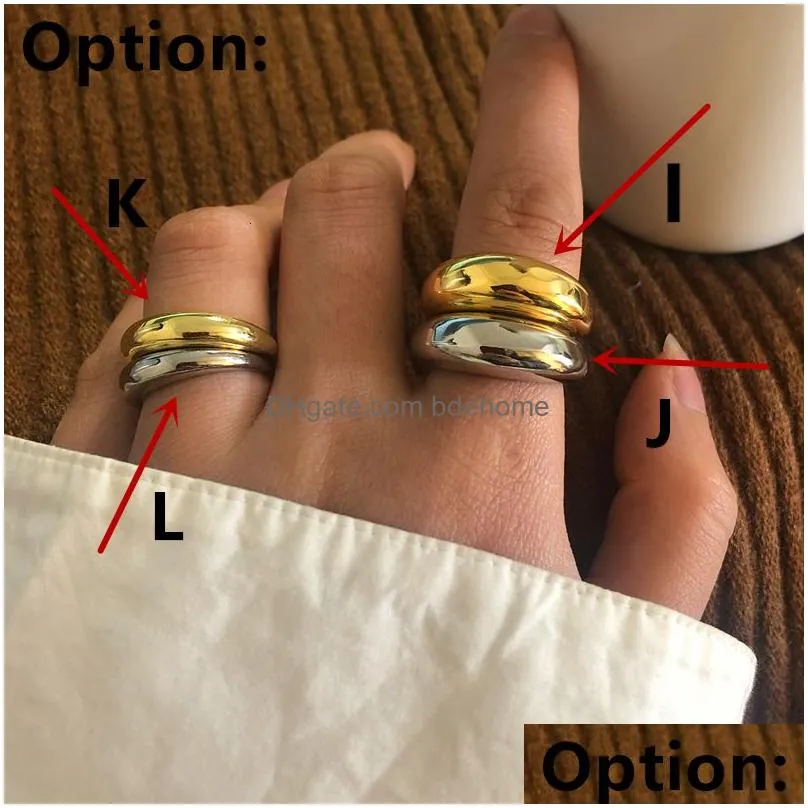 Band Rings Band Rings Huanzhi Gold Color Sier Metal Minimalist Glossy Wide Open Geometric Finger For Women Men Jewelry 230814 Drop Del Dhgx2