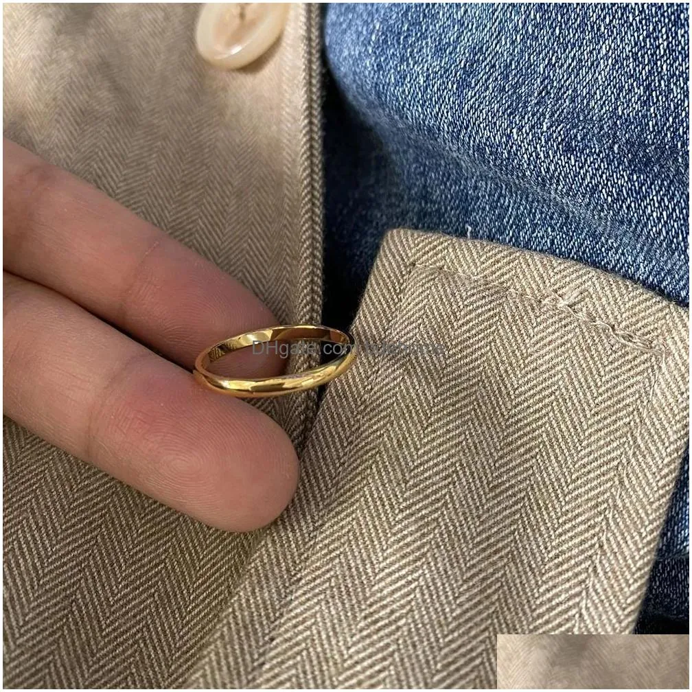 Band Rings Band Rings Tarnish 2Mm 4Mm 6Mm Stainless Steel 18K Gold Plated Sier Color Knuckle For Lady Minimalist Drop Delivery Jewelry Dhvbb
