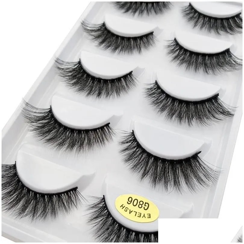 False Eyelashes False Eyelashes 5 Pairs Mtipack Natural Lashes Long Makeup 3D Mink Eyelash Extension For Beauty H13 E-08 Drop Delivery Dhbim