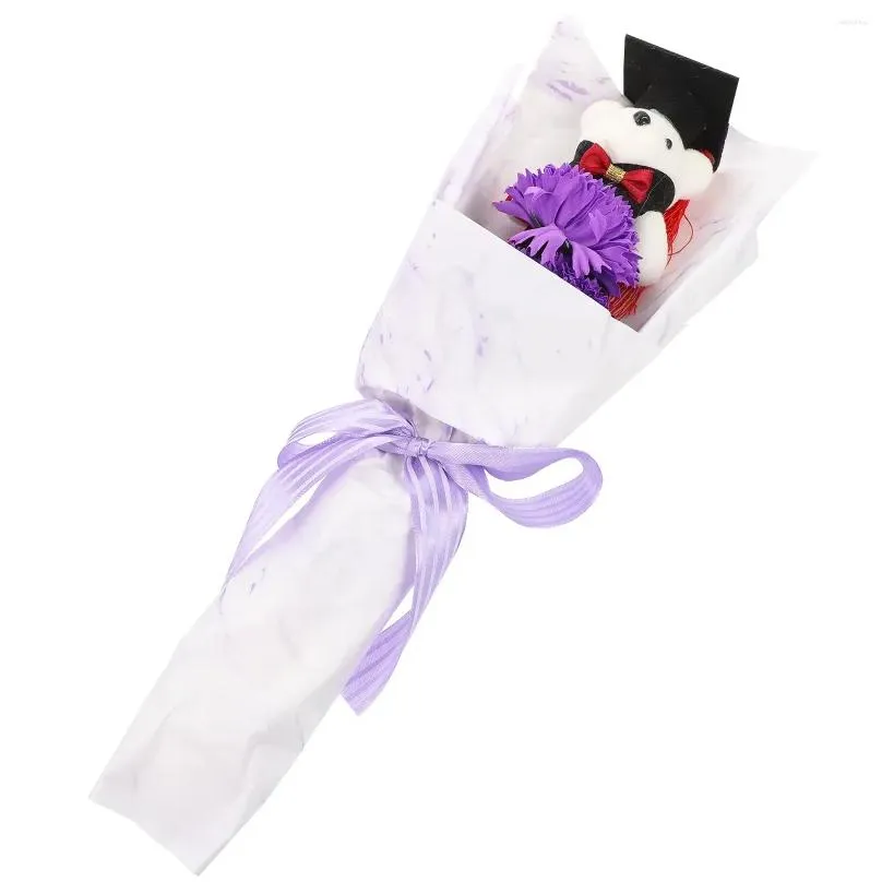 Decorative Flowers Graduation Cartoon Bear Bouquet Stuffed Animal Plush Toy Flower Valentine`S Day Birthday Party Favor