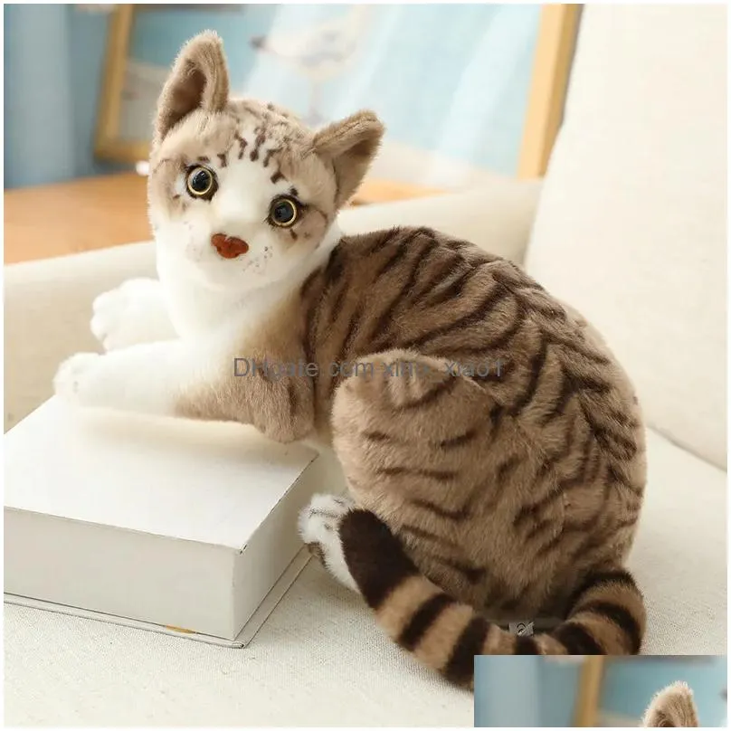 Other Home Decor 26/30/40Cm Cute Real Life Plush Cats Doll Stuffed Lying Cat Toys For Children Baby Kids Birthday Gift Decoration 22 Dhyxu