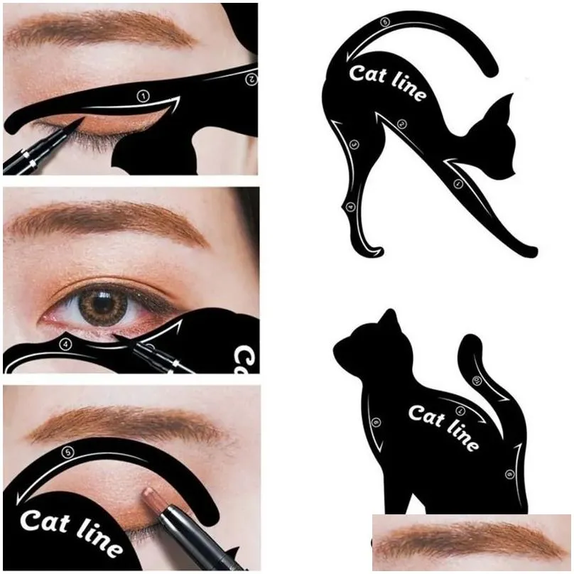 Makeup Tools Sdotter Eye Makeup Tools Eyeliner Card Cat Line Eyes Template Shaper Model Easy To Make Up Cat Line Stencils Eyeliner Stencils B