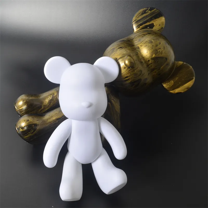 DIY White Vinyl Bear Wholesale Graffiti Doll Model Fluid Bear Action Figure Hand Painting Violence Bears Statue Parent-child Toy