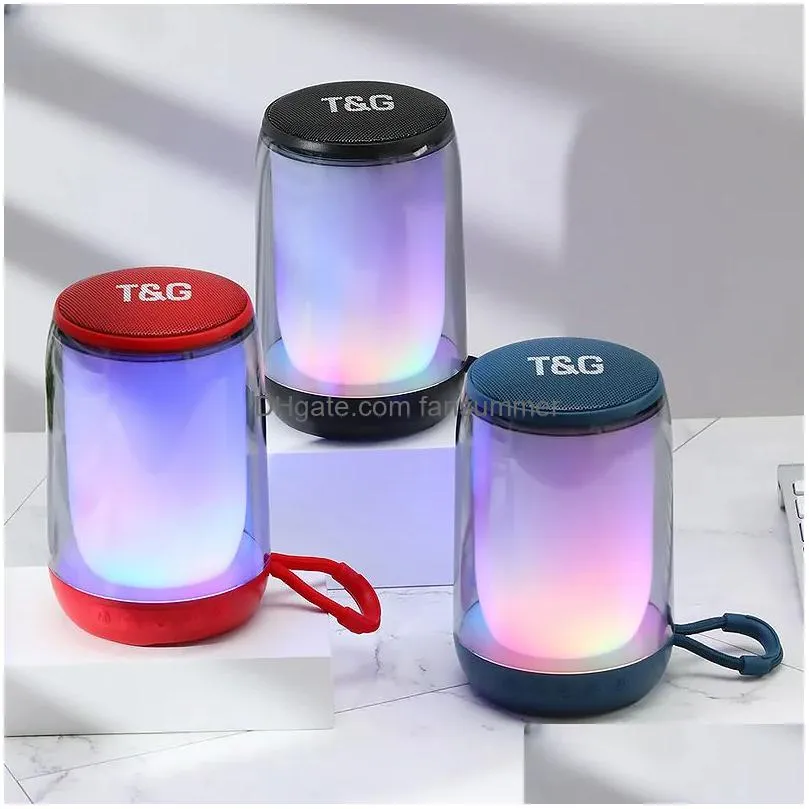 Tg346 Bluetooth Speaker Cool Colorf Fl-Sn Led Ambience Light Card Desktop Computer Bass Drop Delivery Dhb4A