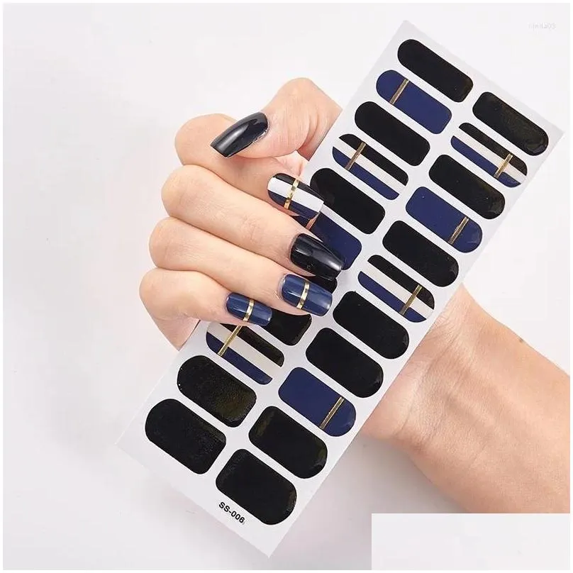 Nail Stickers 22 Tips/Sheet Solid And Patterned Nails Wraps DIY Designer Decals Art Decoration Novidades Sticker Set