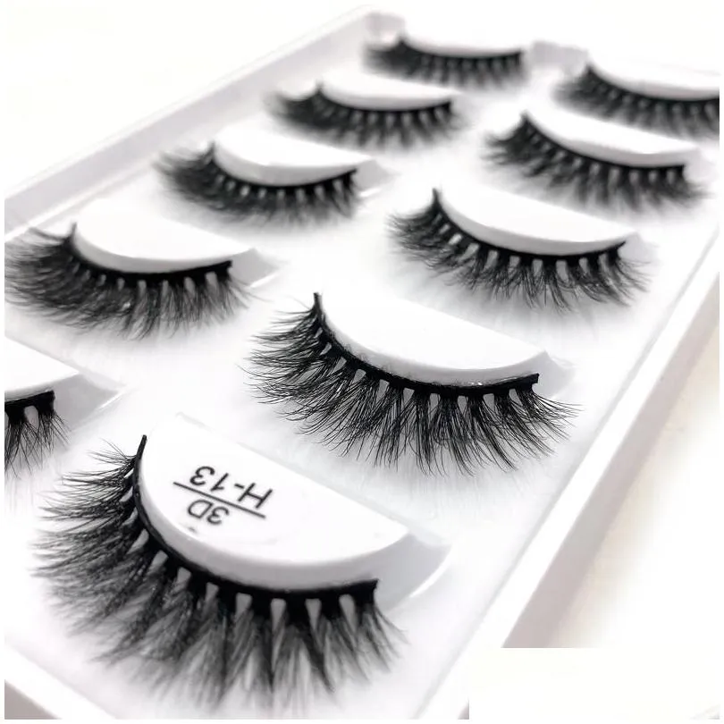 False Eyelashes False Eyelashes 5 Pairs Mtipack Natural Lashes Long Makeup 3D Mink Eyelash Extension For Beauty H13 E-08 Drop Delivery Dhbim