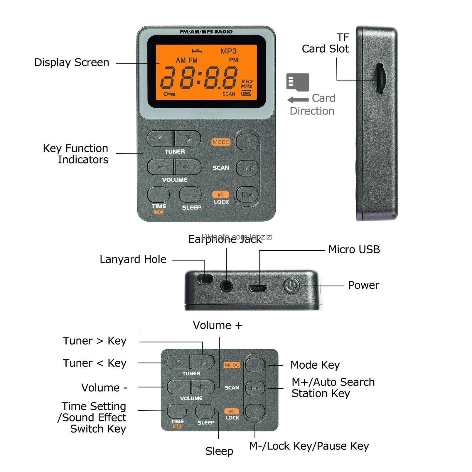 radio portable with earphone amfm pocket receiver rechargeable battery mini digital walkman for walking 230331