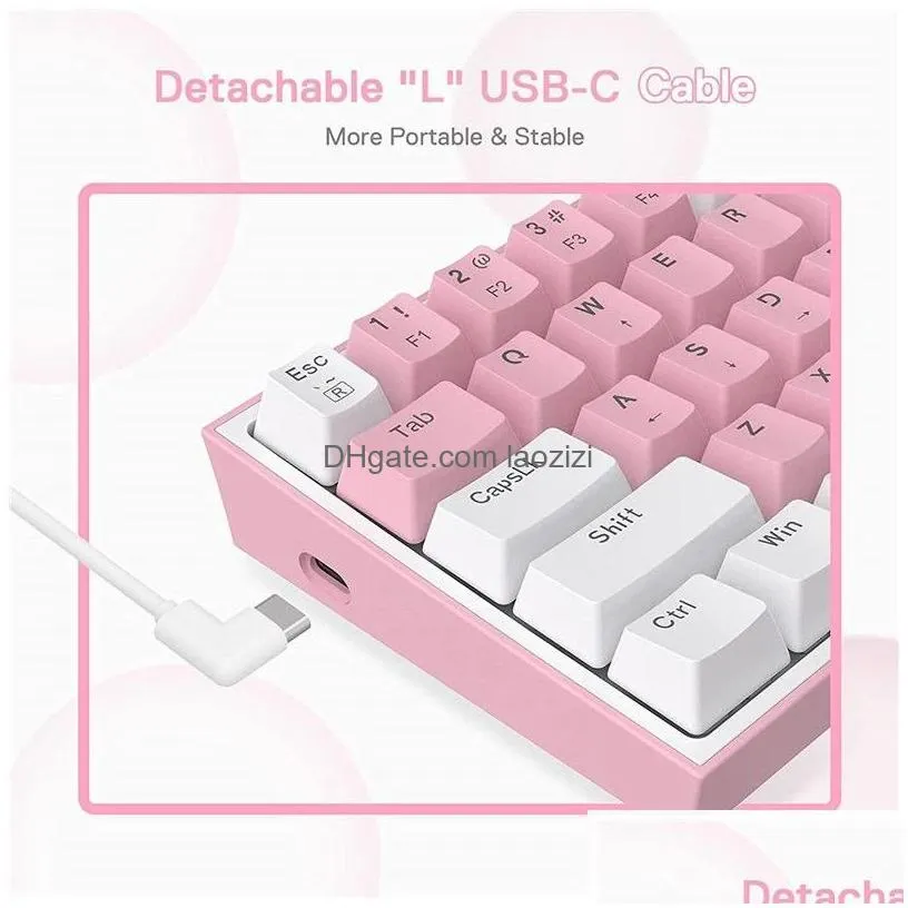 keyboards n fizz k617 wired rgb mechanical gaming keyboard 61 keys white pink color linear red switch software supported drop delivery