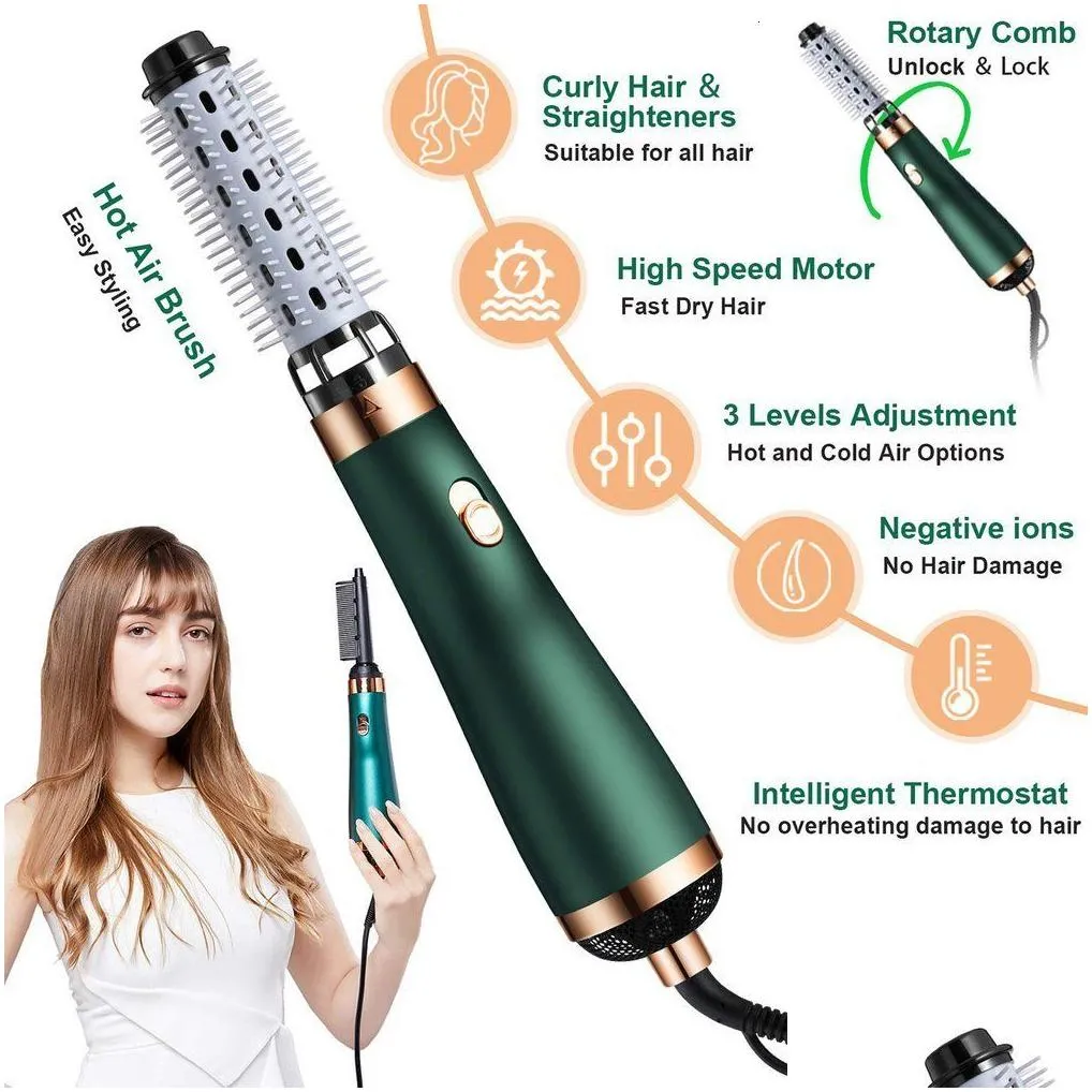 Curling Irons Curling Irons Hair Dryer Brush Allinone Air For Drying Straightening Volumizer Blow Styler 221119 Drop Delivery Hair Pro Dhz3A