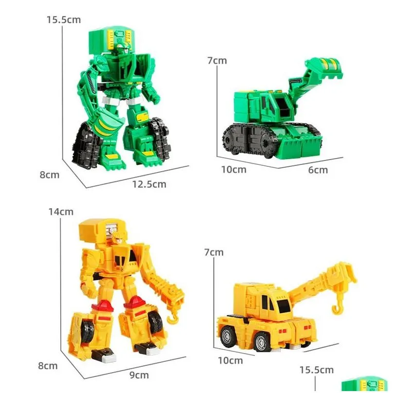 Transformation toys Robots Two Mode Hello Carbot Transformation Excavator Toys Action Figures Deformation Engineering Car Truck Dump Crane Vehicle Toy