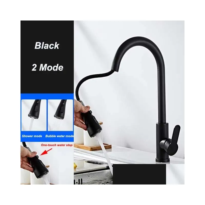 Kitchen Faucets Faucet Pull Out 2 Modes Nozzle Sink Mixer Cold Water Tap Splash Proof Single Hole