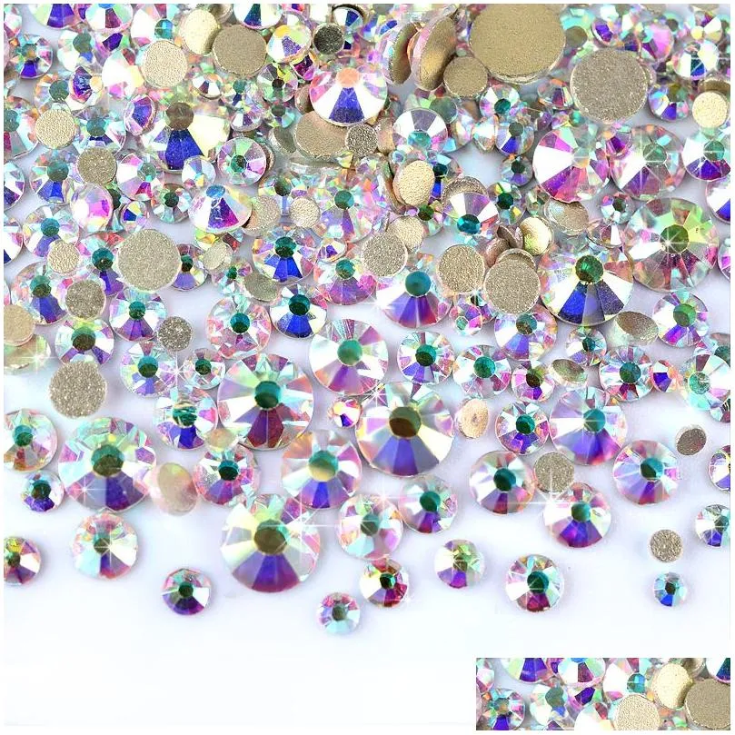 Nail Art Decorations 1Pack Mixedss3-Ss16 Crystal Ab Nail Art Rhinestones Non Fix Glitter Decorations Gold Flatback Glass Manicure Acce Dhhck