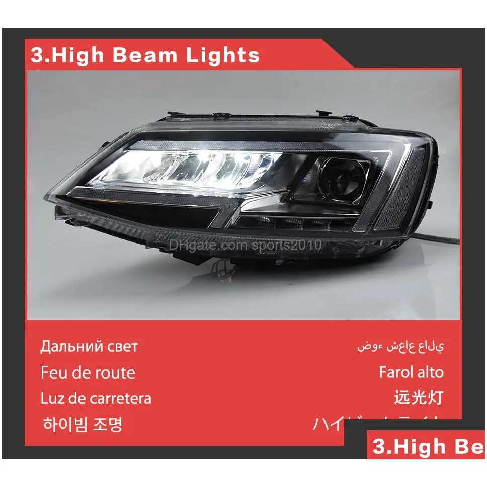 Car Headlights Car Headlights Led Turn Signal Streamer Dynamic For Vw Jetta Sagitar Mk6 Drl Daytime Running Light Headlamp Front Light Dhphy