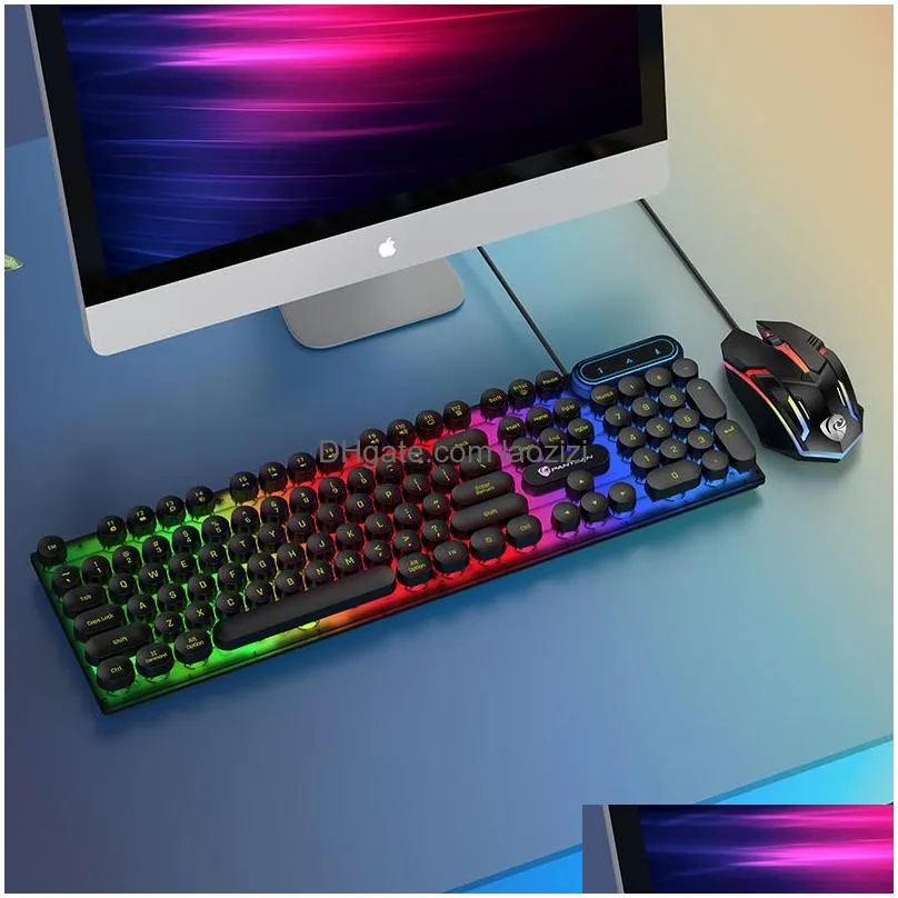 keyboard mouse combos punk gaming keyboard and mouse usb wired backlit retro 108 keys keyboards headphone mouse pad 4in1 for gamer