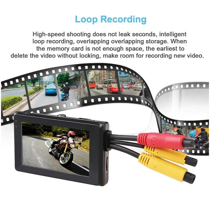 3 0 TFT Dual Lens Motorcycle Camera HD 720P DVR Camera Video Recorder Waterproof Motor Dash Camera with Rear View Camcorder273Z