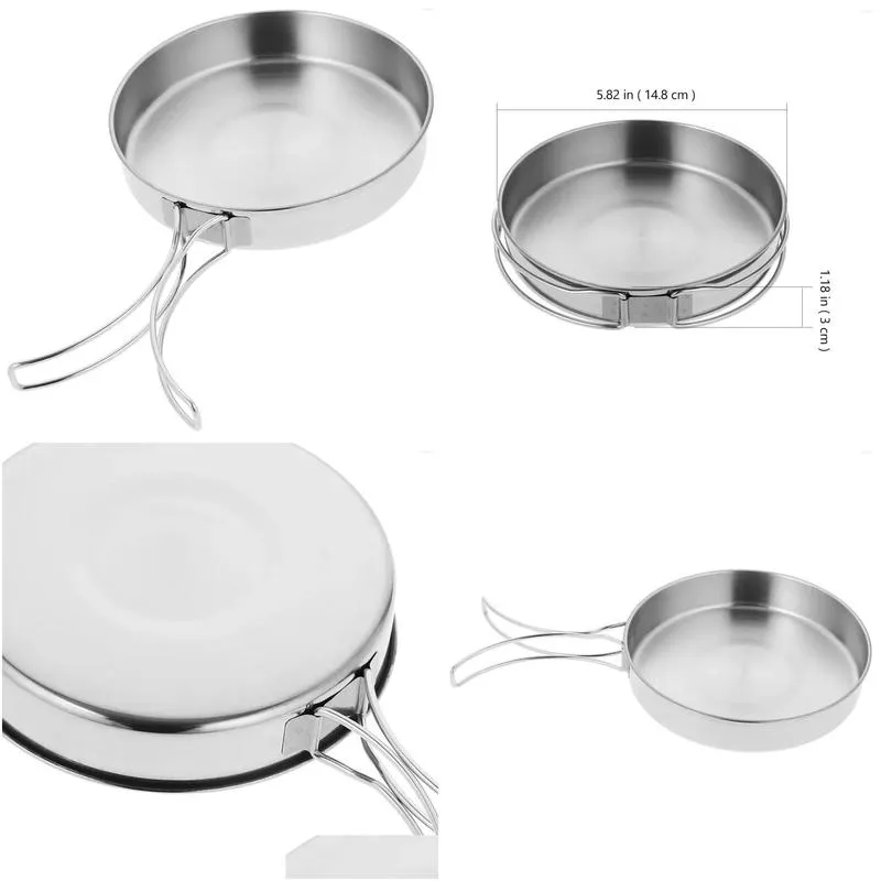 Pans Cooking Utensils Outdoor Pan Travel Portable Griddle Folding Frying Stainless Steel