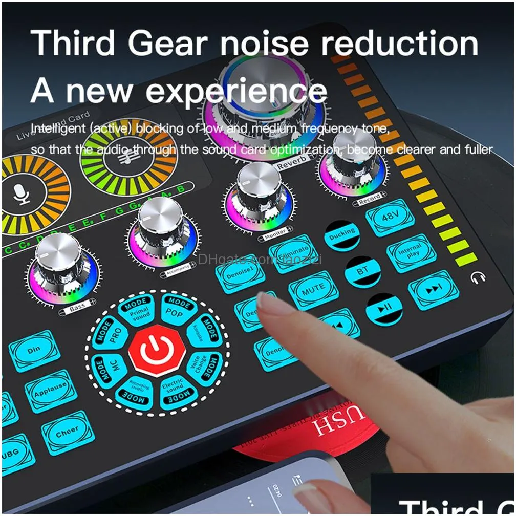 microphones live sound card studio record soundcard bluetooth microphone mixer voice changer streaming podcast karaoke home 230518