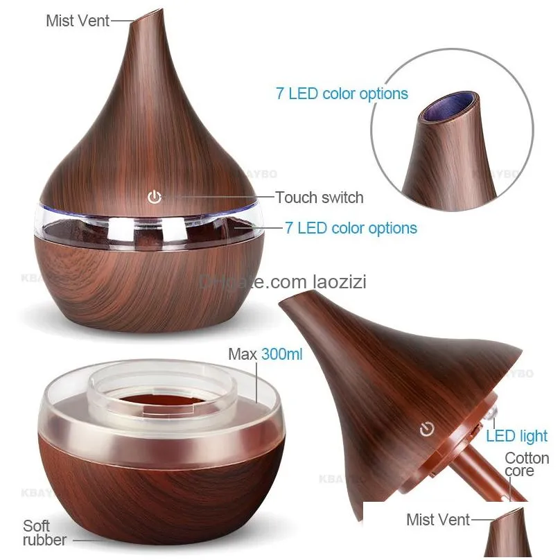 300ml ultrasonic aroma diffuser humidifier wood grain mute cool mist maker for office home bedroom  oil diffuser