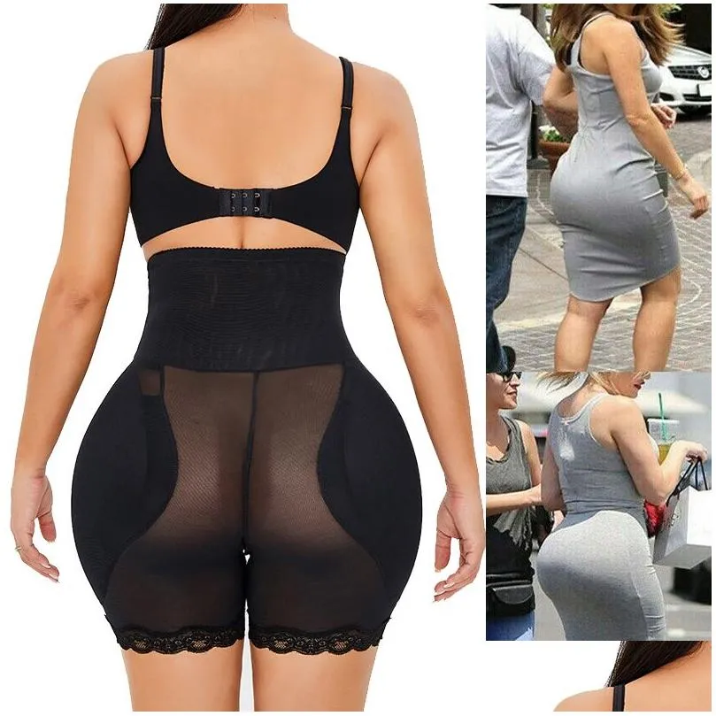 Seamless Women Butt Lifter Tummy Control Panties High Waist Hip Padded Panty Body Shaper Compression Thigh Slimmer Shapewear 210305