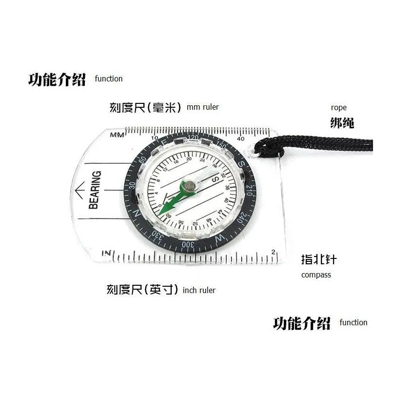 Mini Compass Map Scale Ruler Multifunctional Equipment Outdoor Hiking Camping Survival8137203
