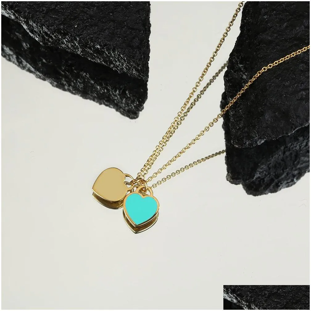 Pendant Necklaces S925 Sterling Sier Plated Love Heart Designer Pendant Necklace For Women Cross Chain Pink Blue Red Nice Cute Choker Dh5Uy