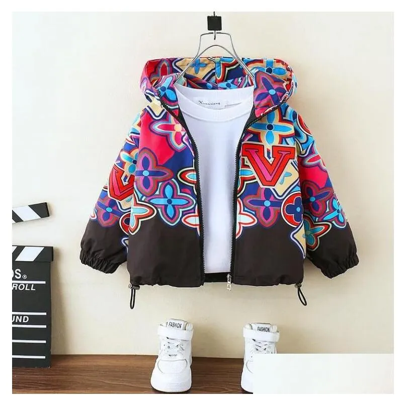 L300 kids designer jacket Windbreaker baby boy girl spring jackets red print hooded children coat