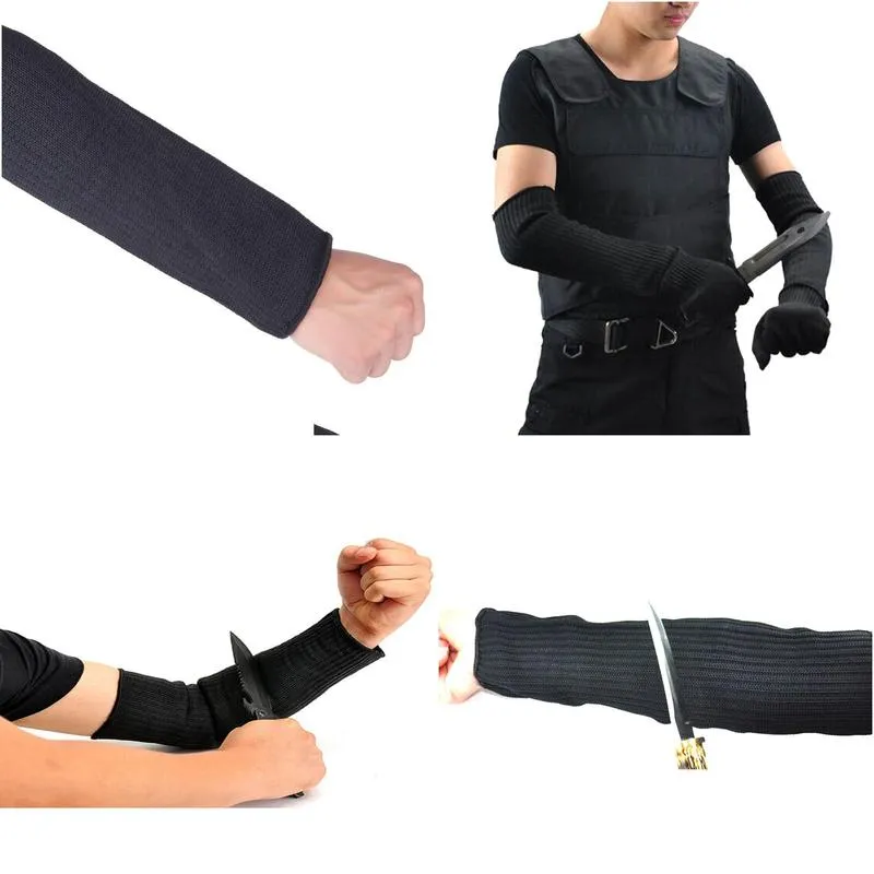 Steel Wire Anticutting Arm Sleeves Black Kevlar Sleeve Arm Protection Sleeve Arm Guard Bracer Cut Proof Anti Abrasion Stab