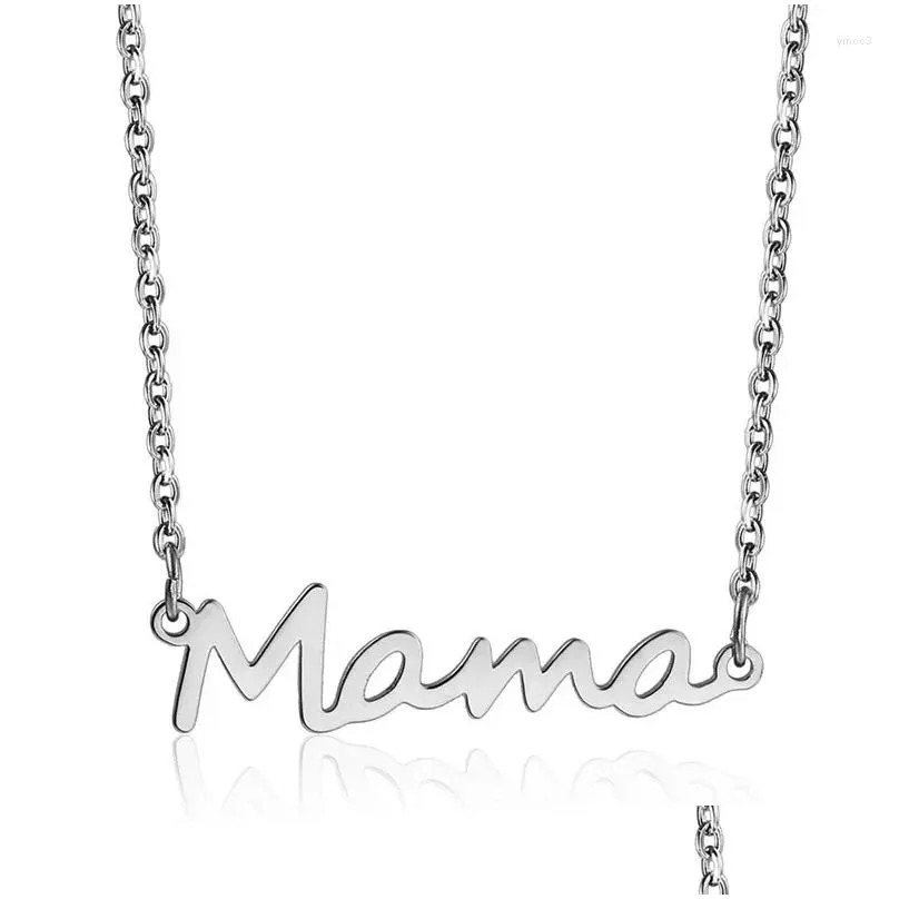 pendant necklaces dainty stainless steel mama necklace jewelry silver color family mothers day for moms birthday